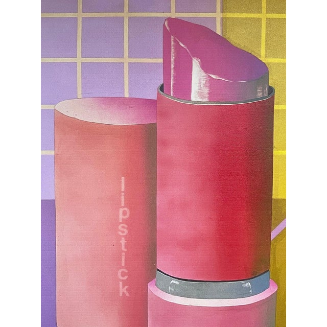 Post Modern 1980’s Lipstick Art Giclee Print on Canvas White Framed Add a moment of inspiration to your home or office...