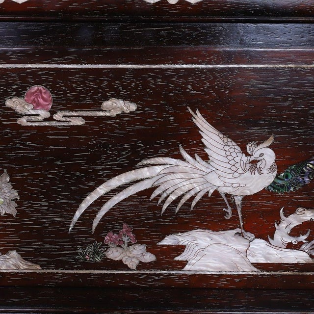 Large Chinese Zitan Wood Plaque Inlaid With Mother-of-Pearl For Sale In Los Angeles - Image 6 of 8