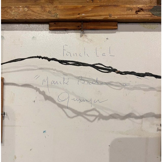 Mid-Century French Framed "Marche Breton a Quimper" Painting Signed Fanch Lel For Sale - Image 10 of 11