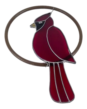 Lead Framed Artisan Glass Hanging Cardinal Sun Catcher