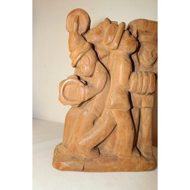 Antique Folk Art Hand Carved Wood Figural Musician Band Sculpture Figure Statue For Sale In New York - Image 6 of 9
