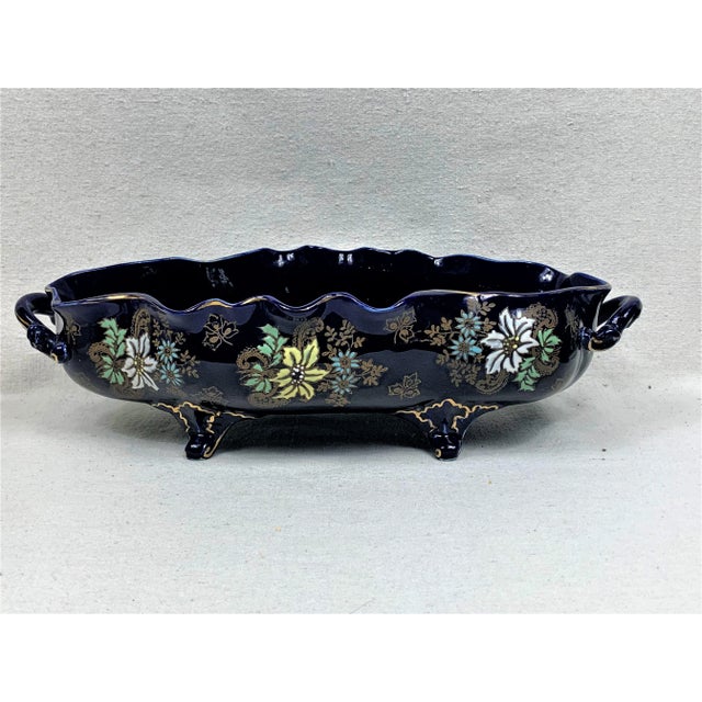 Vintage Cobalt Blue Floral Cachepot For Sale - Image 10 of 10