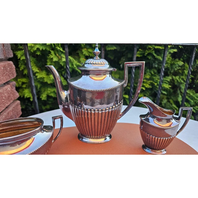 Art Deco Silver-Plated Sugar with Bowl and Milk Jug, 1920s, Set of 3 For Sale - Image 3 of 14