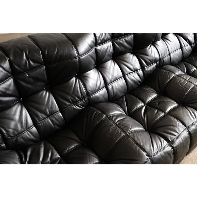 Kashima Three Seater Sofa in Black Leather by Michel Ducaroy for Ligne Roset, 1970s For Sale - Image 10 of 15
