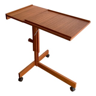 Danish Modern Teak Adjustable Rolling Architect's Desk, BRDR Furbo for Levenger, 1980s For Sale