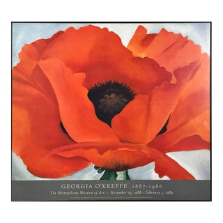 Vintage 1989 Georgia O’Keeffe Poppy Met Retrospective Exhibition Print, Framed For Sale