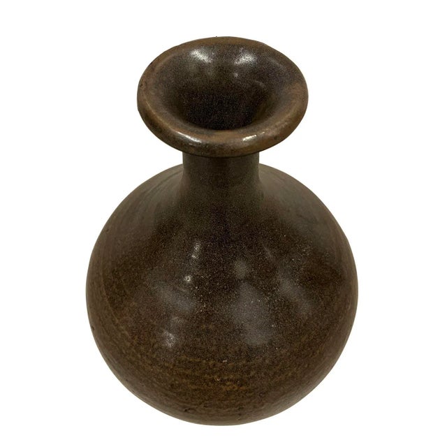 Chinese Early 20th Century Chinese Dark Brown Glaze Pottery Urn/Vase For Sale - Image 3 of 9