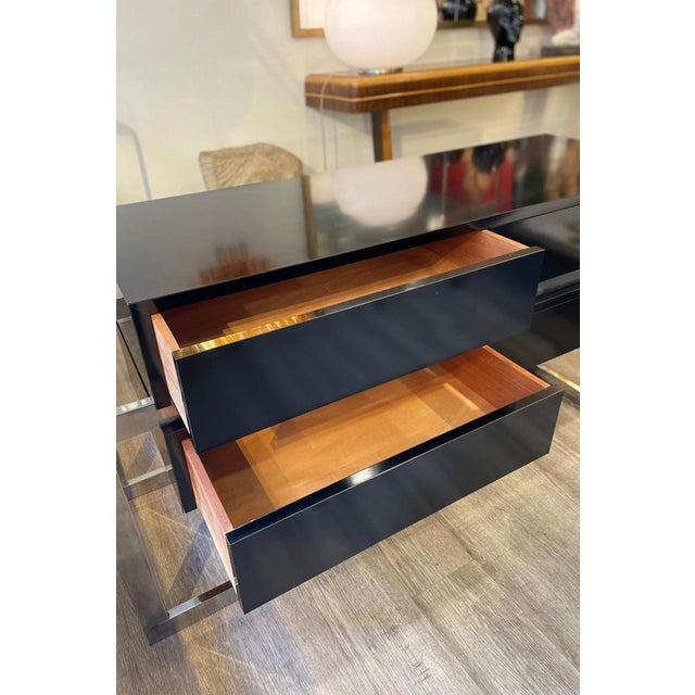 Black Chest of Drawers in Steel and Wood, 1960s For Sale - Image 10 of 18