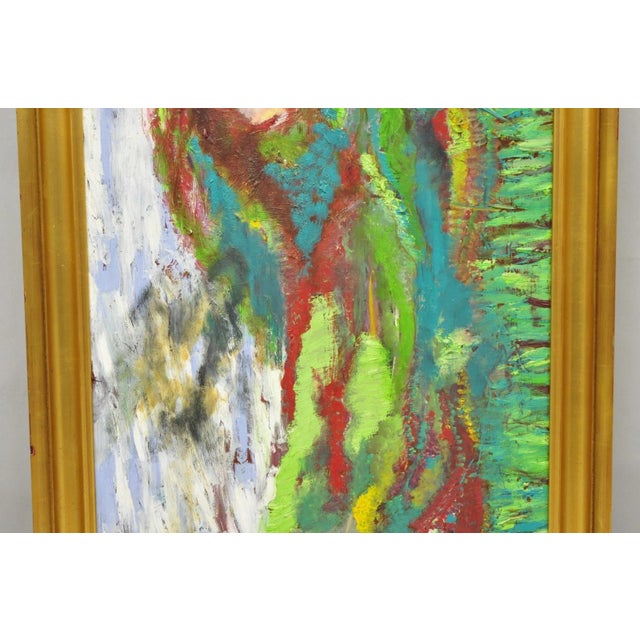 Large Impressionist Style Young Woman in Field Oil on Wood Board Framed Painting For Sale In Philadelphia - Image 6 of 15