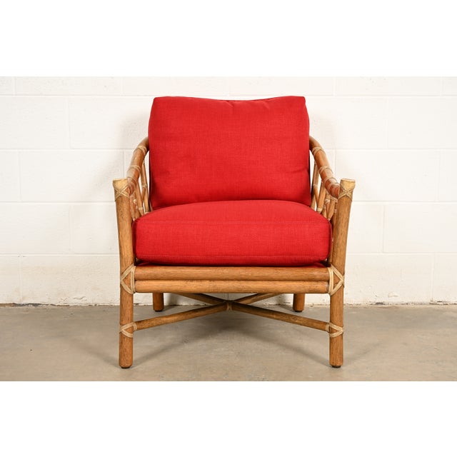 A gorgeous mid-century Hollywood Regency Organic Modern club chair or lounge chair By McGuire of San Francisco USA, Circa...