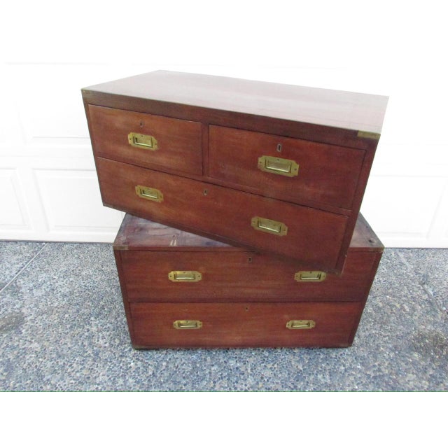 Antique Colonial Teak Campaign Chest of Drawers For Sale - Image 16 of 17