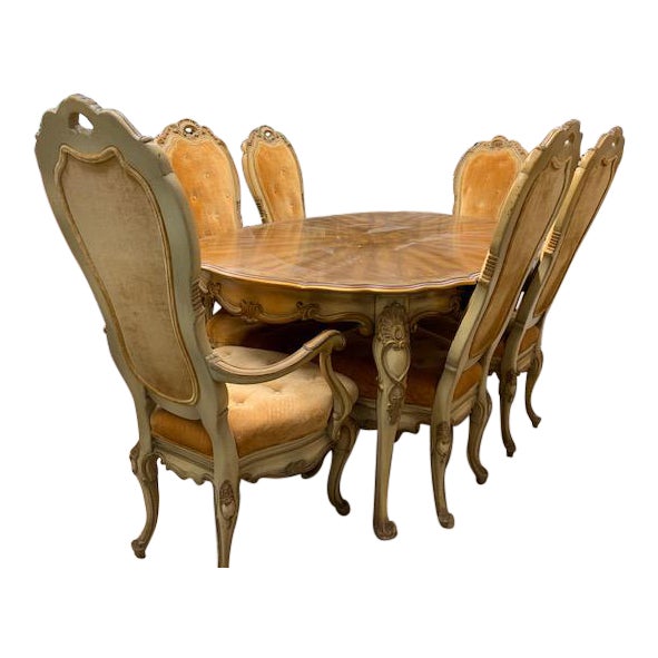Antique Italian Rococo Style Dining Set 7 Pieces Chairish