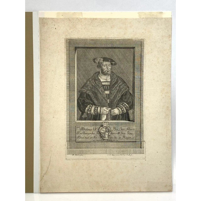 Mid 18th Century "Portrait of Wilhelmus IV (Duke of Bavaria)" Engraving by J. A. Zimermann For Sale - Image 4 of 6