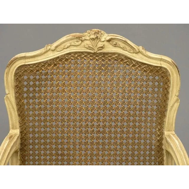 1920s Vintage Louis XV-Style French Caned Arm Chairs - Set of 4 For Sale - Image 4 of 13