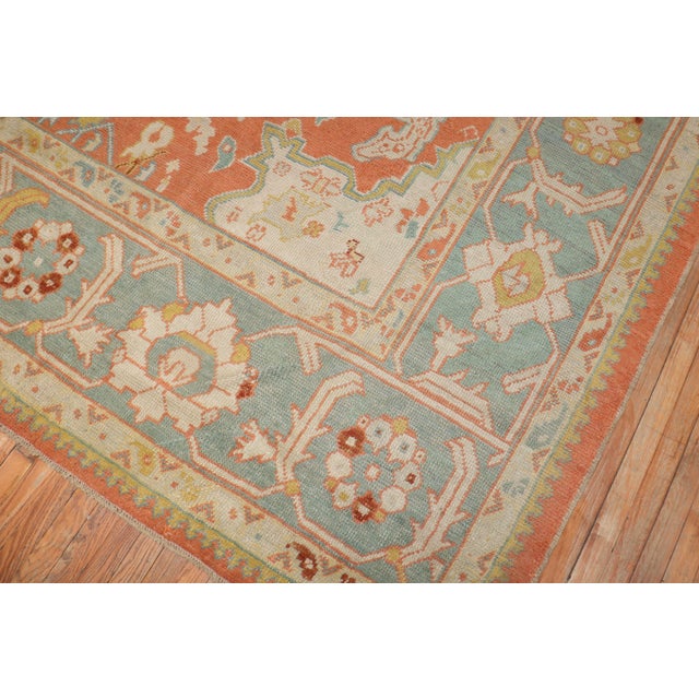 Large Orange Antique Oushak Rug For Sale - Image 11 of 18