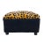Elegant Custom made velvet animal print ottoman/Footstool , black african cotton mud cloth sides ,four wooden legs, very...