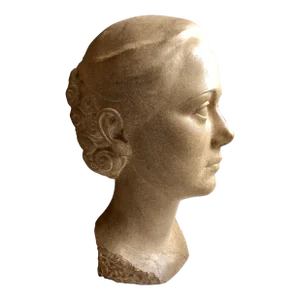 Circa 1930 Boris Lovet-Lorski Art Deco Marble Stone Sculpture of a Flapper Womans Head