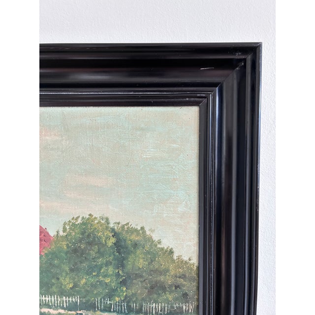Textile Vintage Original Landscape Oil Painting, Signed Farmhouse Art For Sale - Image 7 of 18