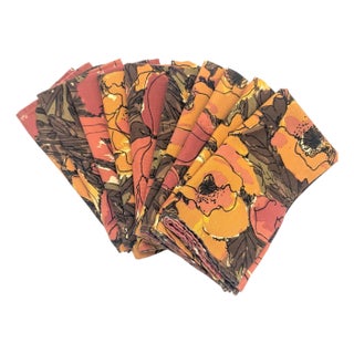 1970's Vera Neumann "Autumn" Cotton Napkins, Set of 11 For Sale