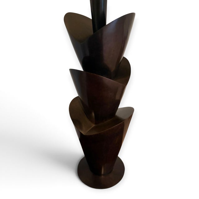 1990s Modern Stanton Bronze Tulip Table Lamp For Sale - Image 4 of 6