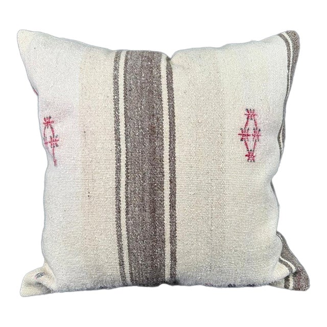 Turkish Hemp Pillow Cushion Natural Beige Brown Pillow Cushion Cover 24"x24" For Sale