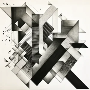30' X 30' Black and White Minimalist Architectural Limited Edition Print