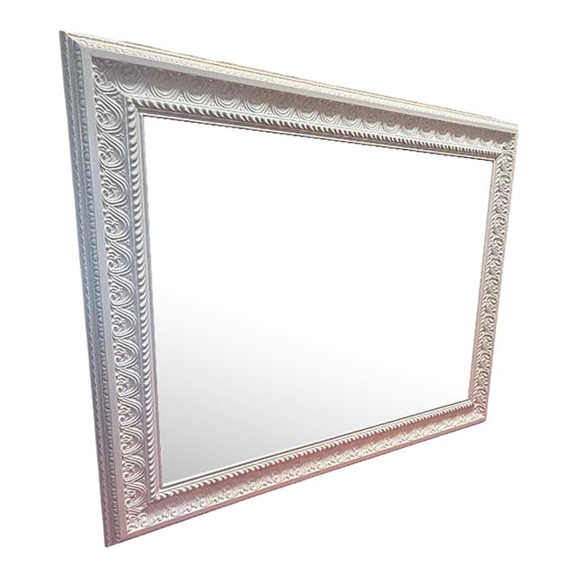 Ornate White Wall Mirror For Sale