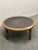 Brown Vintage Round Textured Slate and Oak Coffee Table, 1970s For Sale - Image 8 of 11