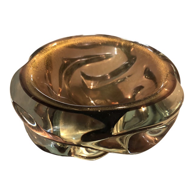 Vintage Mid Century Murano Gold Bowl For Sale