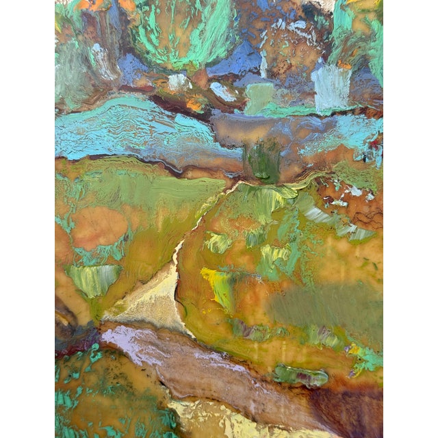 Square Encaustic and Antique Collage on Cradled Panel “Aquatic Park”, Hartman For Sale - Image 4 of 10