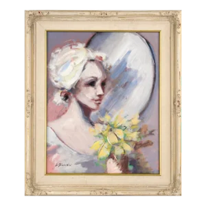 Woman With a Bouquet by the Mirror by Umberto Bianchini