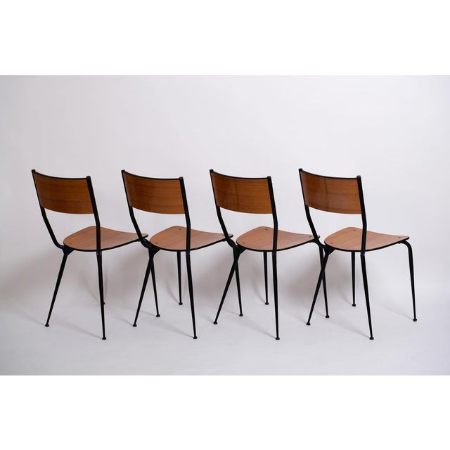 1950s Mid-Century Modern Dining Chairs by Salvarani, Italy, 1950s, Set of 4 For Sale - Image 5 of 18
