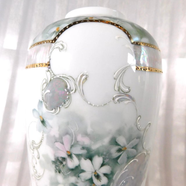 1970s 1970s Unmarked White Vase With Hand Decorated Details For Sale - Image 5 of 7