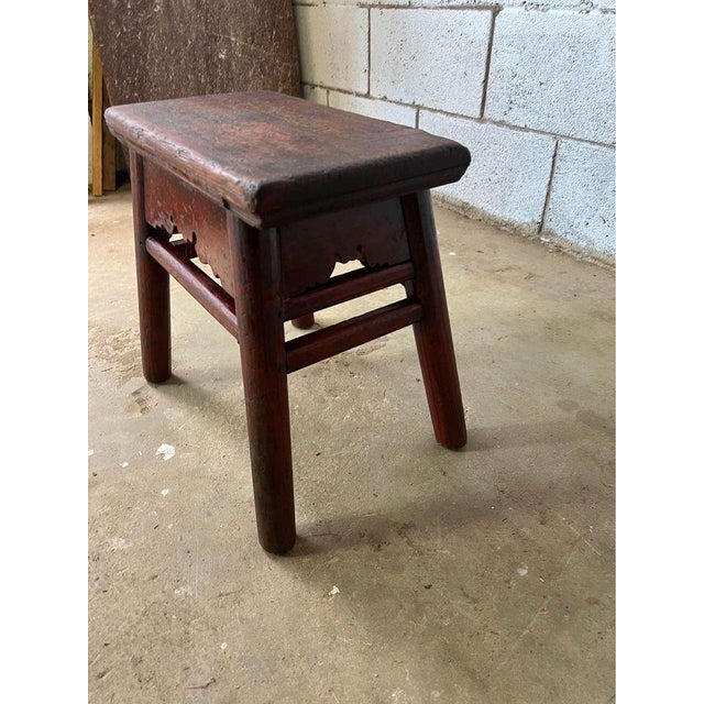 Early 20th Century Antique Chinoiserie Style Wooden Footstool For Sale - Image 4 of 7
