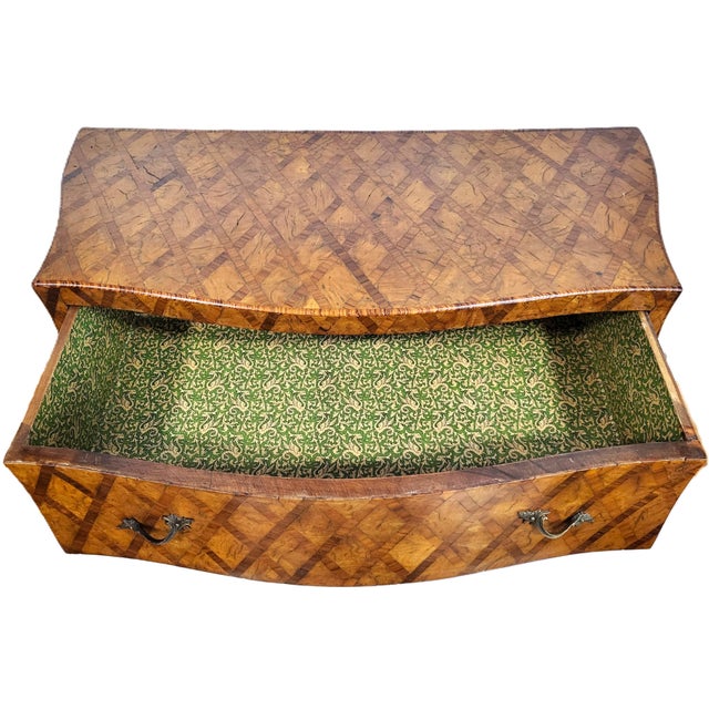Vintage Italian 20th C Venetian Style Olivewood Parquetry Bombe Commode Chest For Sale - Image 16 of 17