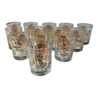 1980s Mid-Century Modern Culver Ltd. Southern Pacific & Denver& Rio Grande Western Railroad Commemorative Lowball Whiskey Glasses - Set of 13 For Sale