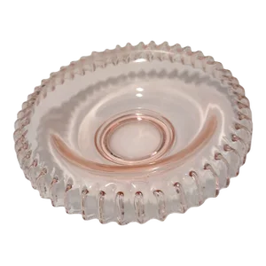 Vintage Pink Depression Glass Crimped Edge Centerpiece Platter Bowl