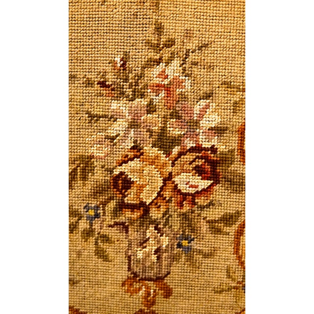 Victorian Antique Aubusson & Carved Walnut Upholstered Tapestry Screen Stand For Sale - Image 3 of 12