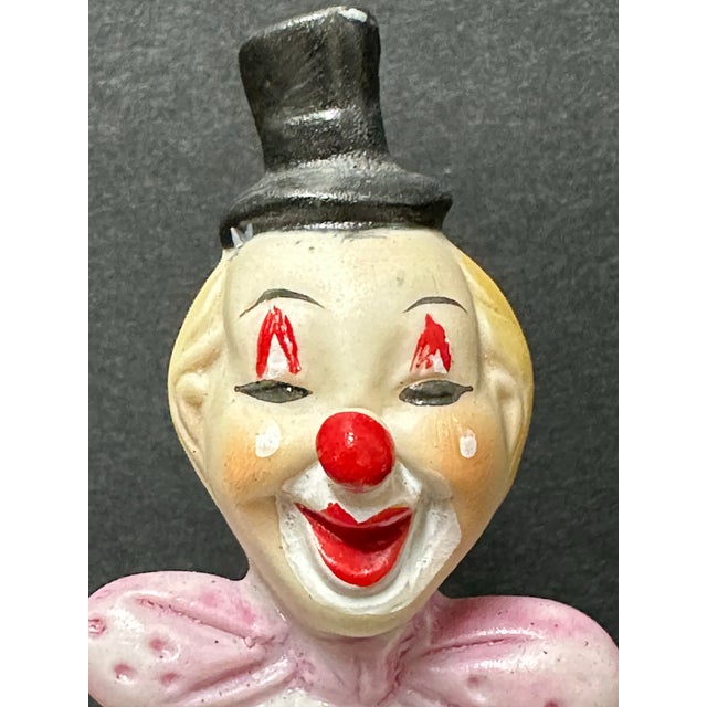 Ceramic Vintage Late 20th Century Pink With Red Polka Dots Porcelain Clown Bell For Sale - Image 7 of 11