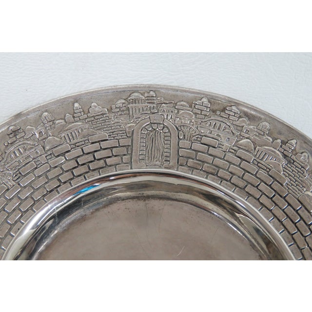 Late 20th Century Late 20th Century Religious Karshi Kiddush Non Tarnish Metal Cup and Saucer 3pc Set With Original Box For Sale - Image 5 of 15