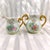 1940s Pale Blue Signed Hand Painted Teapot Sugar Bowl and Creamer Set For Sale - Image 15 of 17