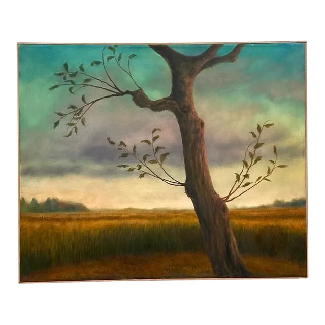 Vintage Boho Abstract Expressionist Original Oil on Canvas For Sale