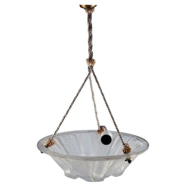 Large Art Deco Ceiling Light with Foliage by Muller Frères, Luneville, France, 1930s For Sale - Image 6 of 6