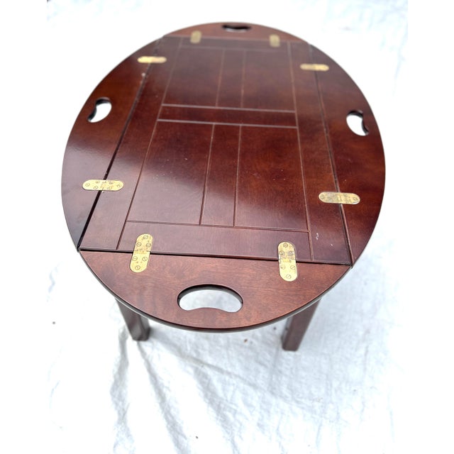 1990s 90's the Bombay Company Chippendale Mahogany Butler Coffee Table/Tray For Sale - Image 5 of 8