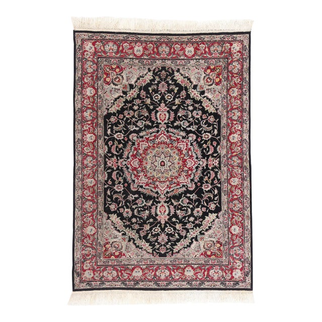 Vintage Chinese Tabriz Wool & Silk Rug - 04'00 X 05'09 For Sale