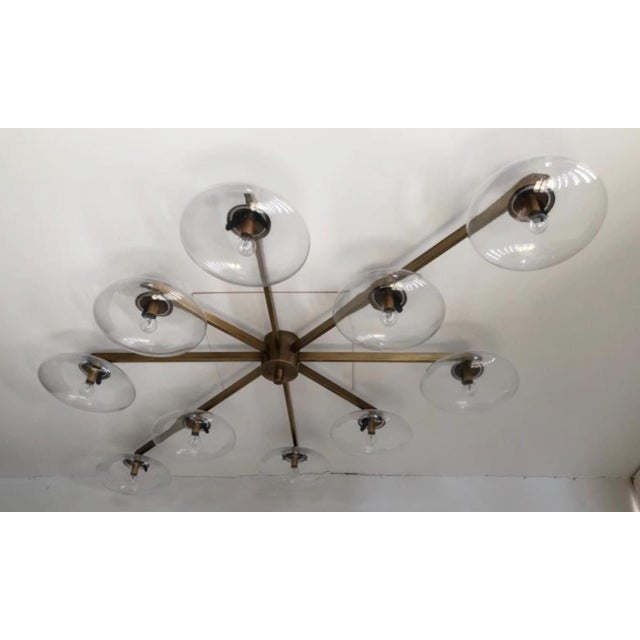 Fabio Ltd 21st Century Dieci Bronze Clear Murano Flush Mount by Fabio LTD For Sale - Image 4 of 11