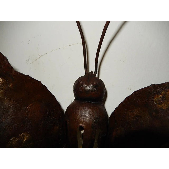 1950s Midcentury Italian Brutalist Wrought Iron Butterfly Sconce For Sale - Image 5 of 12