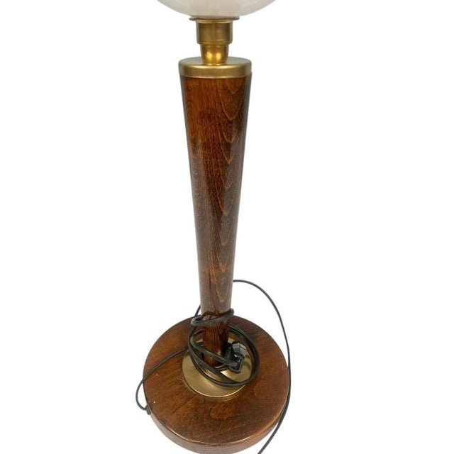 Art Deco Table Lamp in Glass and Walnut, 1930 For Sale - Image 4 of 7