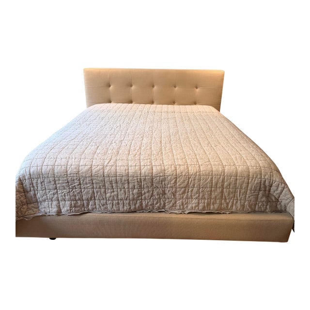Queen Upholstered Bed Frame and Headboard For Sale