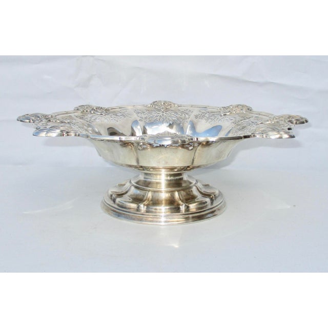 Gorham Sterling Silver Pierced-Work Serving Dish. Size 14.25" diameter, 4.5" tall. Sold by Theodore B. Starr, New York,...